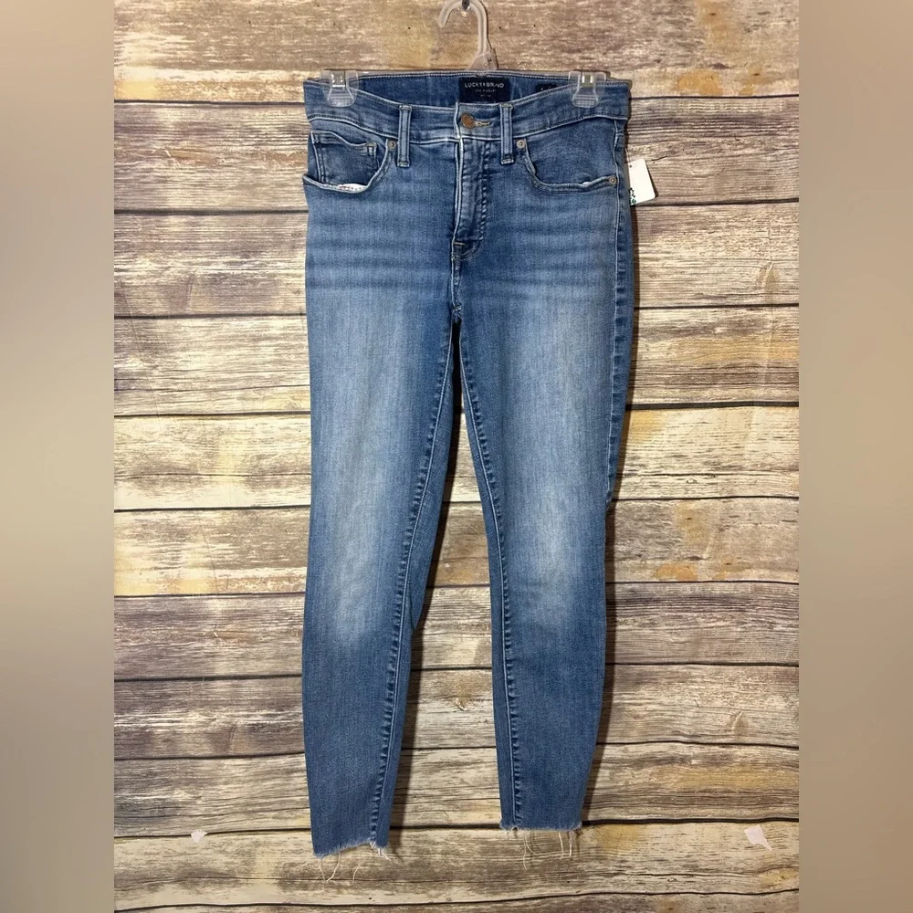 Lucky Brand Jeans Ava Mid Rise Skinny‎ 4 27 Ankle Frayed Hem Stretch Slim